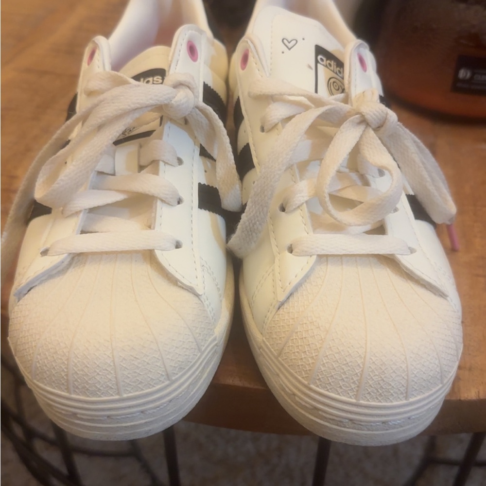 Adidas White and Black Superstar Sneakers